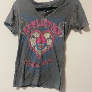 Affliction Miesha Tate Gray Top